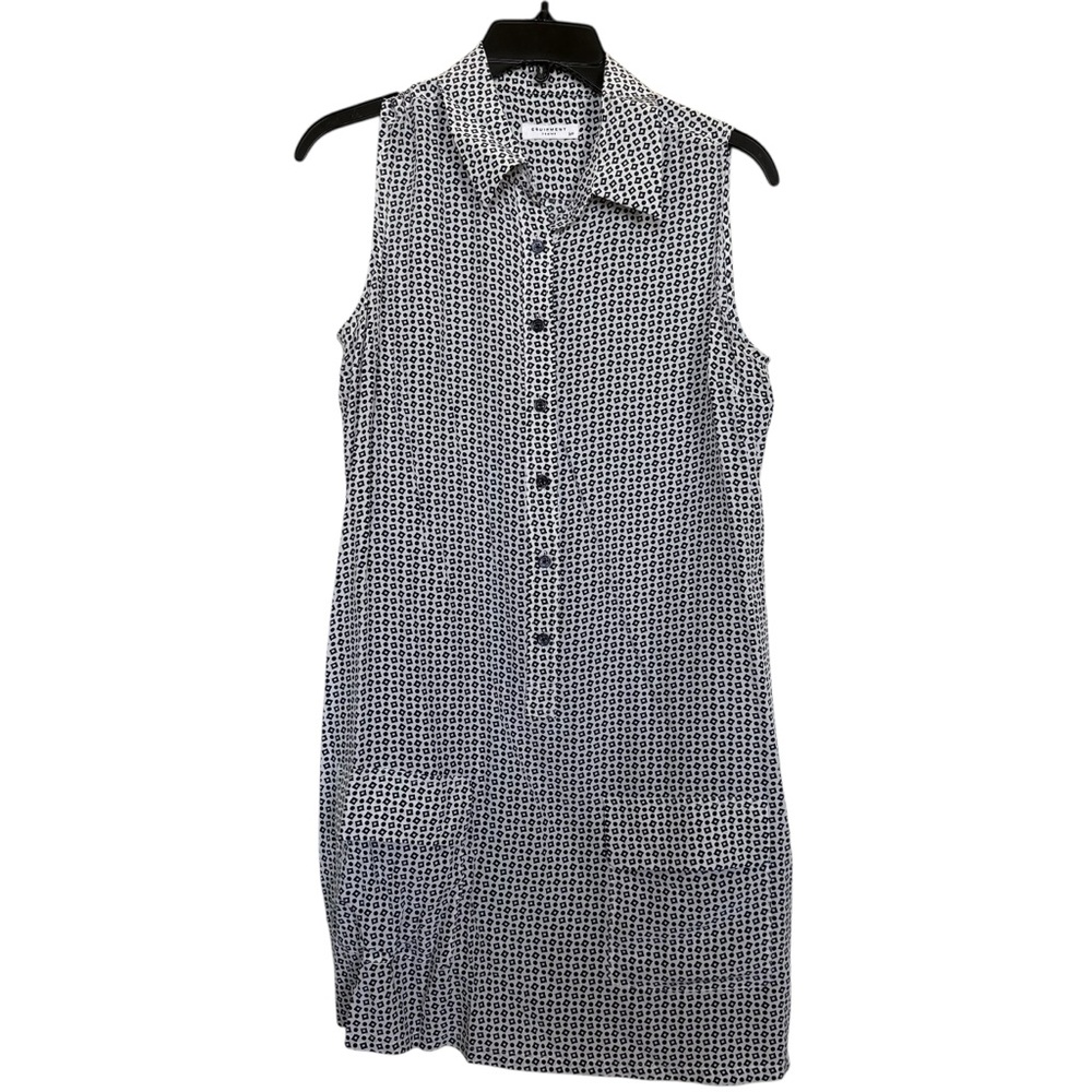 Equipment Femme Sz S/P Lucinda Silk Shirt Dress  Blue White Geometric Print